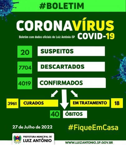 BOLETIM COVID 27/07/2022