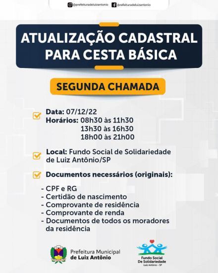 ATUALIZAÇÃO CADASTRAL PARA CESTA BÁSICA