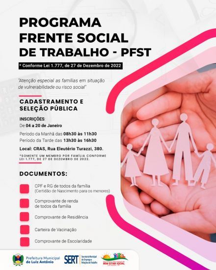 Edital Programa Frente Social de Trabalho – PFST