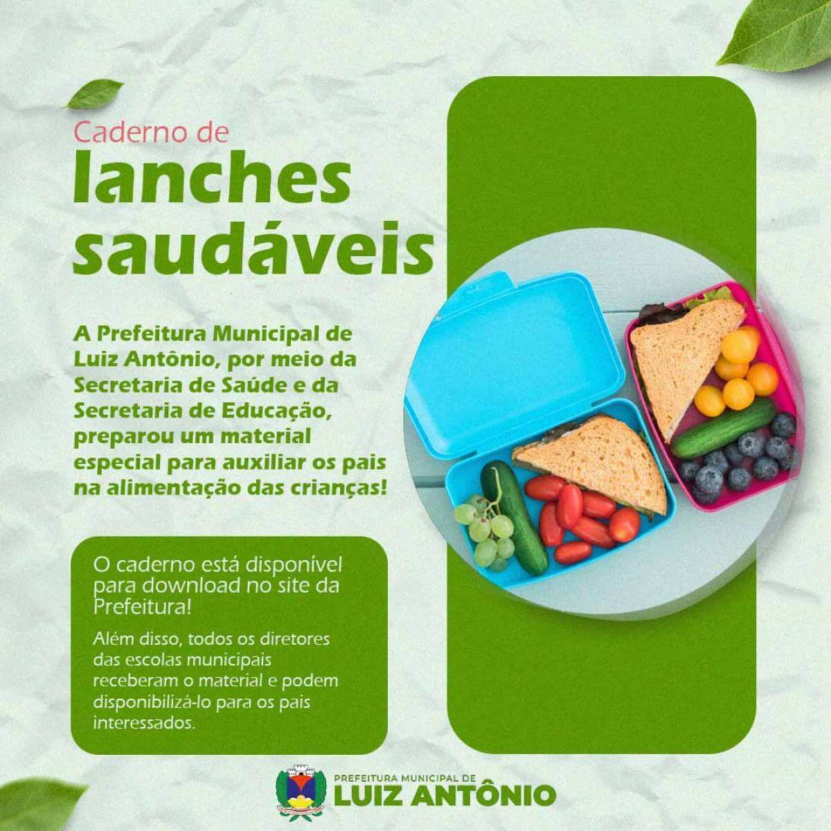 Caderno de Lanches Saudáveis para Nossas Crianças!