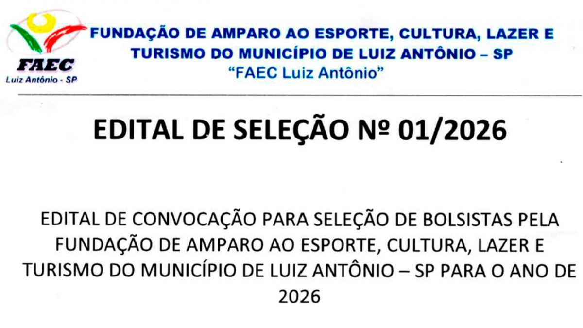 Edital de convocação para seleção de bolsistas - FAEC 2026
